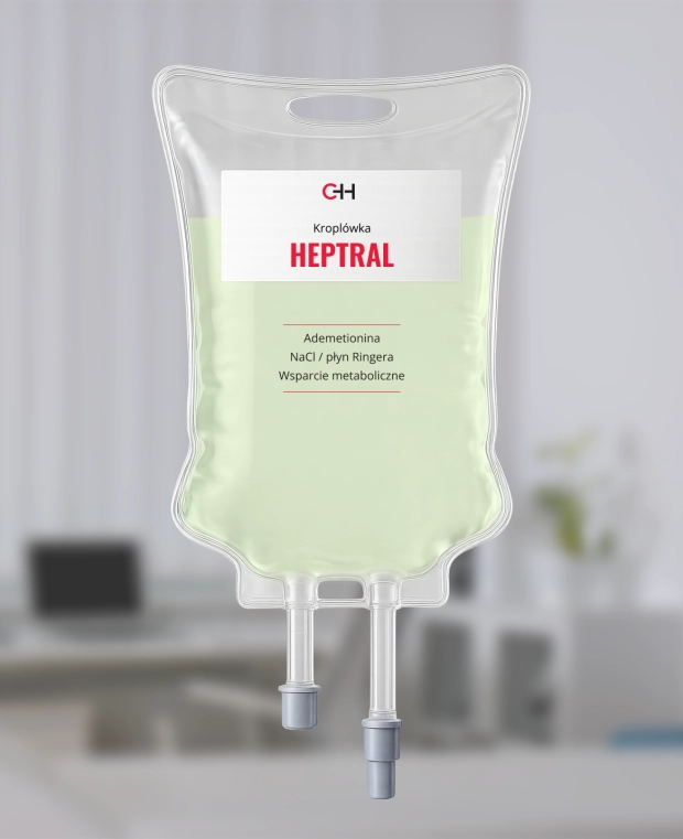 zdjęcie kroplówki z lekiem Heptral